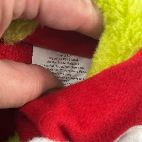 The Grinch Dr. Seuss Women’s Slippers S 5-6 Faux Fur Green Santa Holiday Shoes - Picture 8 of 11